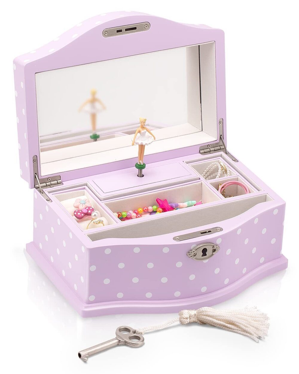 4340 Elle Jewelry Box - Ballerina Jewelry Organizer and Swan Lake Wind-Up